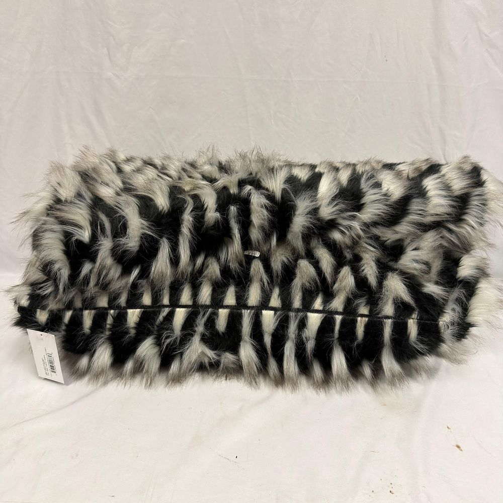 Lot 148: Barclay Butera Jadis Onyx Knife Edge Faux Fur Throw Blanket and Pillow
