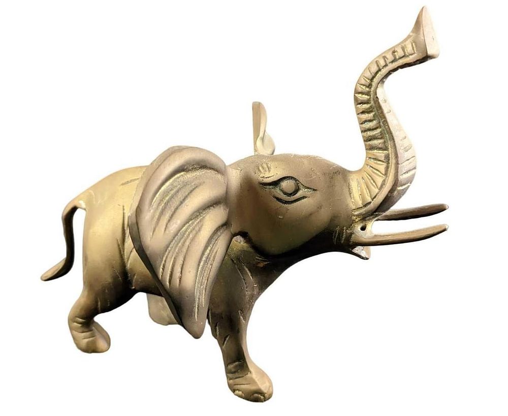 Lot 177: JB Vintage Brass Elephant Trunk Up Figurine