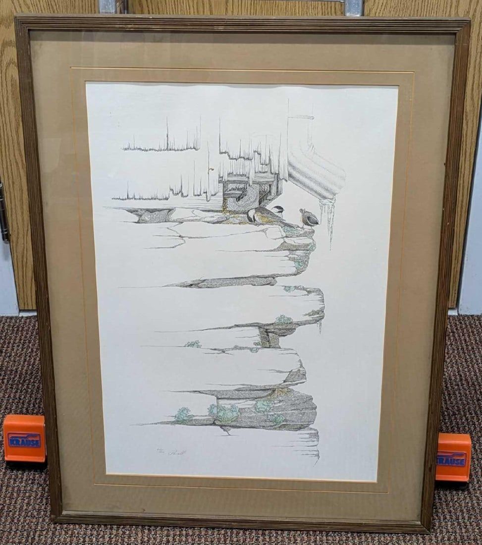 Lot 178: Framed Peter Parnall Chickadees S&N Print