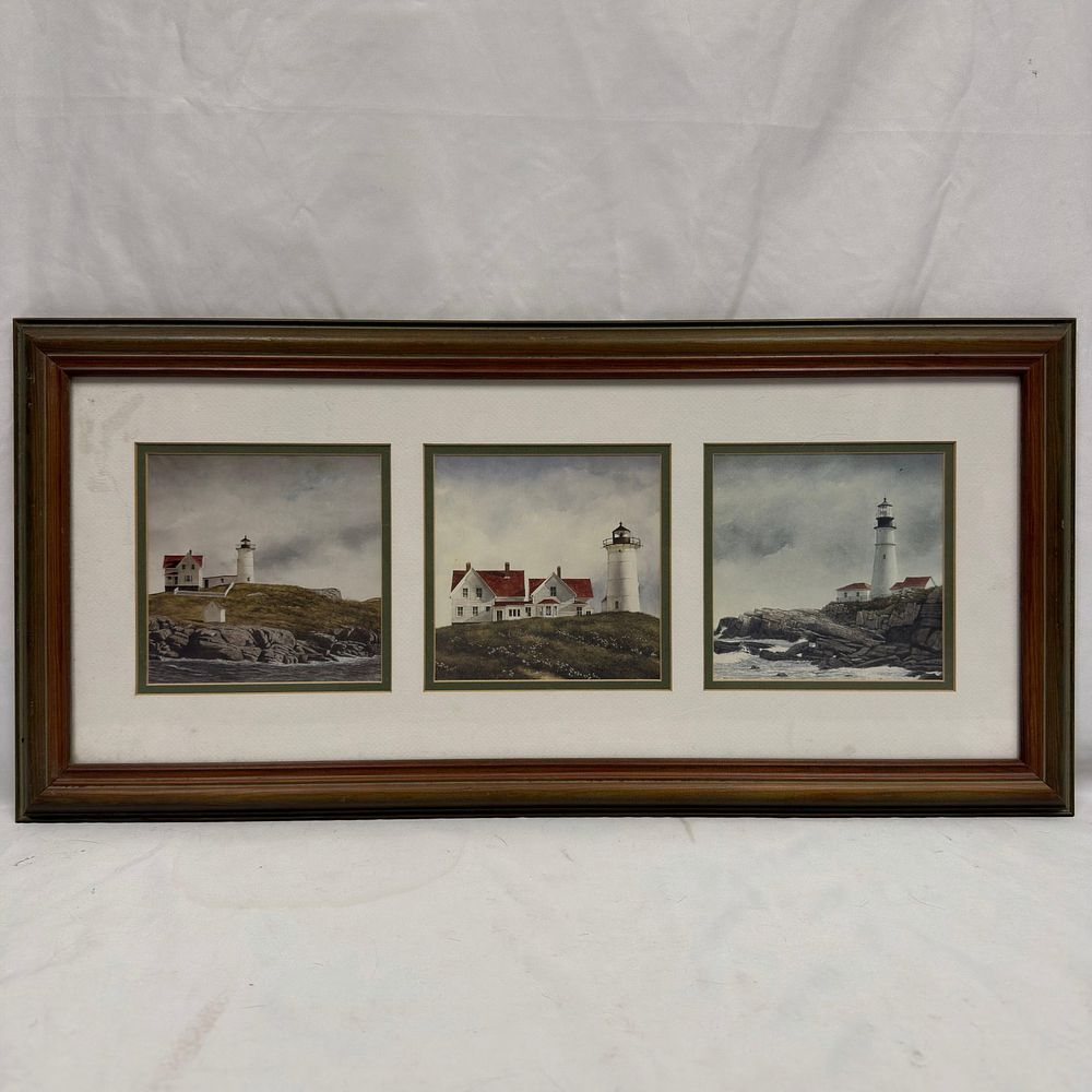 Lot 190: Lighthouse Doug Brega New England Landscapes Triptych Art Print