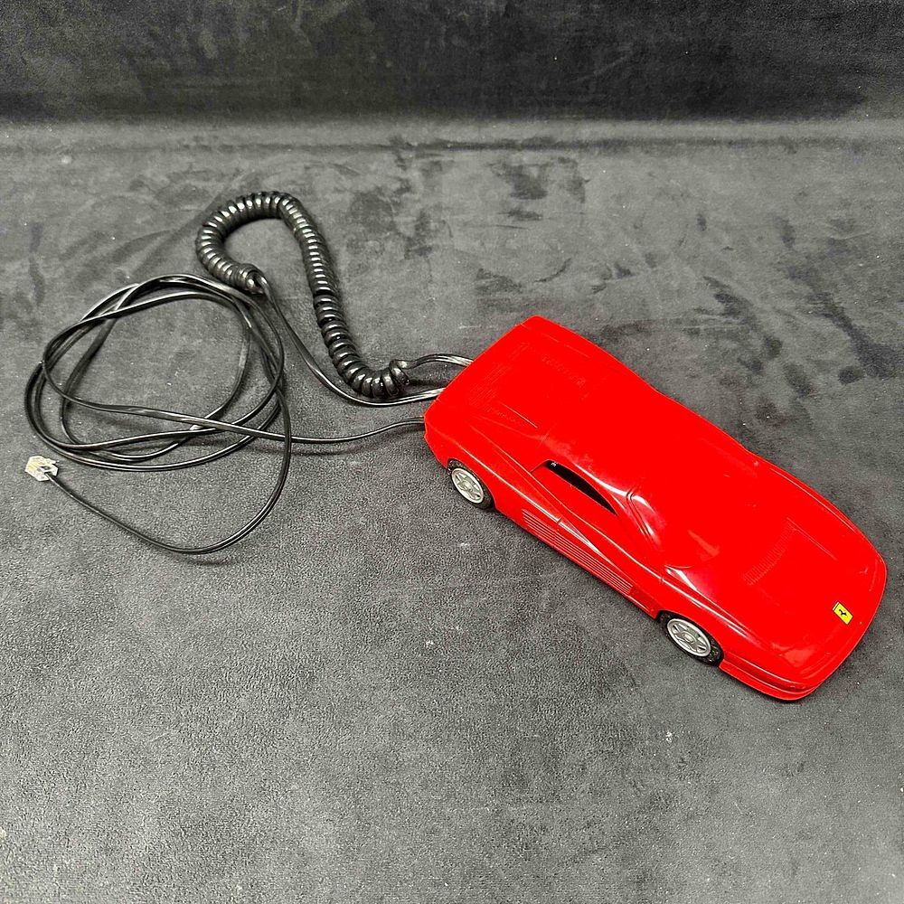 Lot 213: Vintage Dialfone 80's Red Ferrari Testarossa Landline Phone Sports Car Wired Telephone