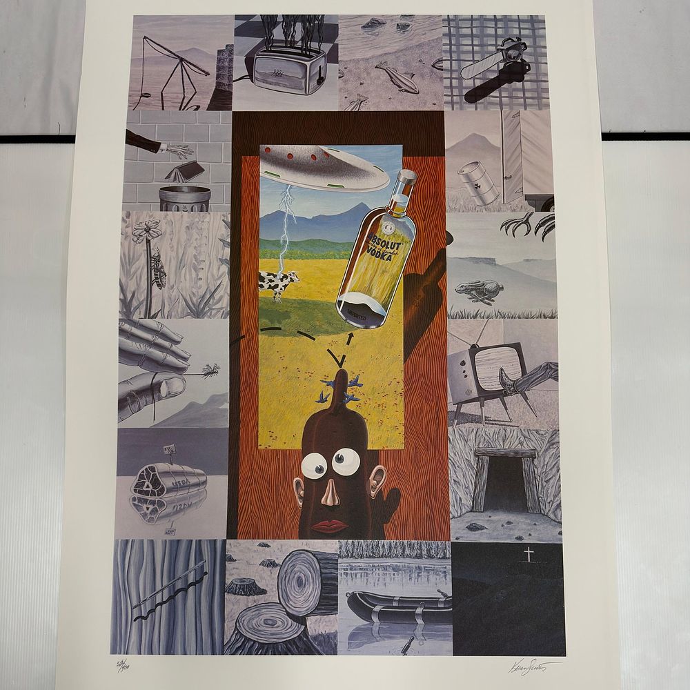 Lot 220: Kenny Scharf Pop-Surrealist Cartoon Style Absolut Ad Art Print Signed and Numbered 32 of 400