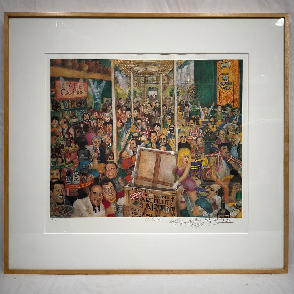 Lot 228: Robert Cenedella Cafe Carillon Artist Proof Hand Signed and Numbered Lithograph Framed 1 of 30