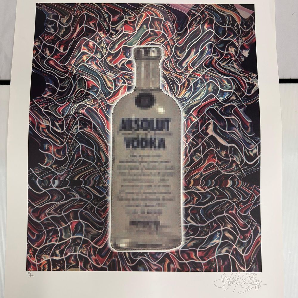 Lot 274: Absolut Gartel Signed and Numbered Pixelated Digital Art Print Laurence Gartel #177