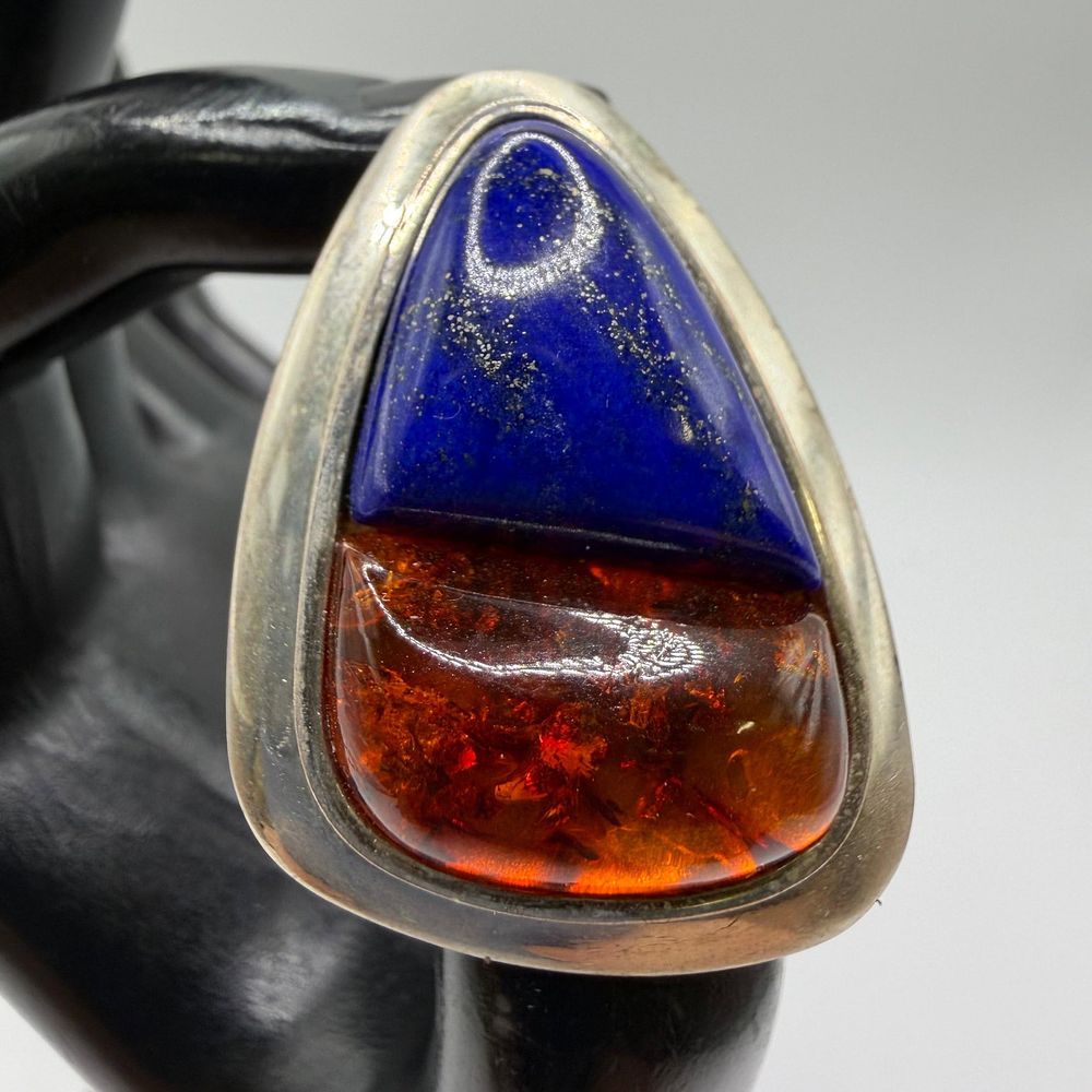 Lot 302: DTR Jay King Blue Lapis and Amber Resin Sterling Silver Earrings