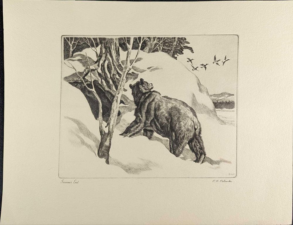 Lot 328: Reinhold Palenske Season's End Drypoint Print