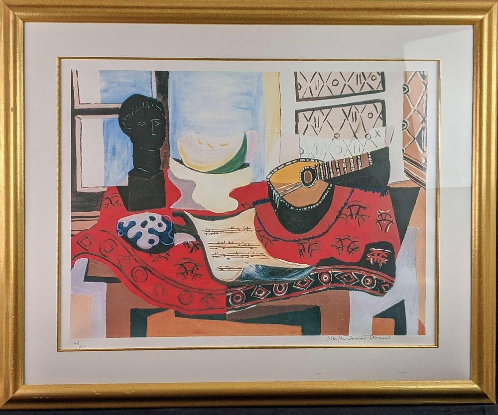 Lot 345: Framed Interpretation Of Picasso Still Life With Guitar X9
