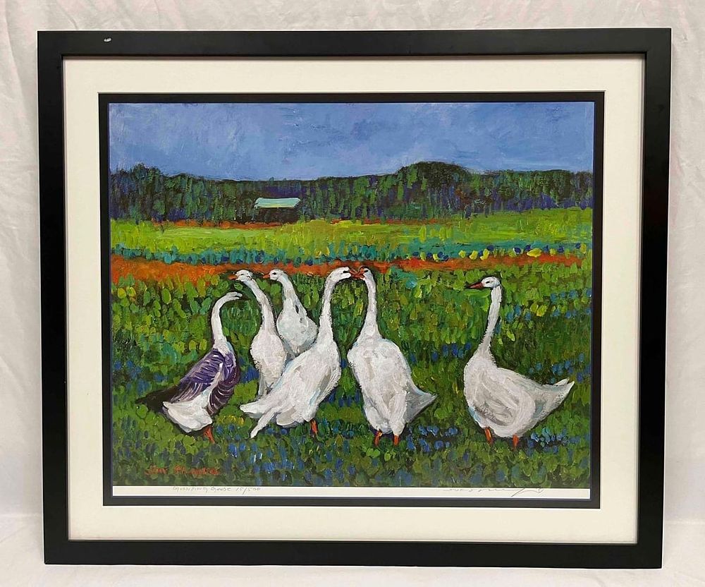 Lot 368: Signed & Numbered Print "Gossiping Geese" 15/500 By Suk Shuglie