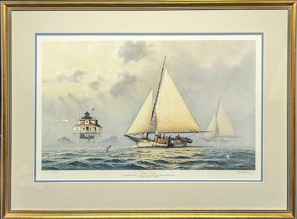 Lot 369: Framed John Morton Barber Chesapeake Morning Print S&N