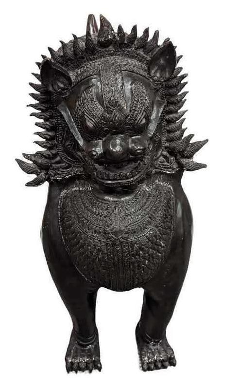 Lot 413: Large Bronze Khmer Style Foo Dog Statue A