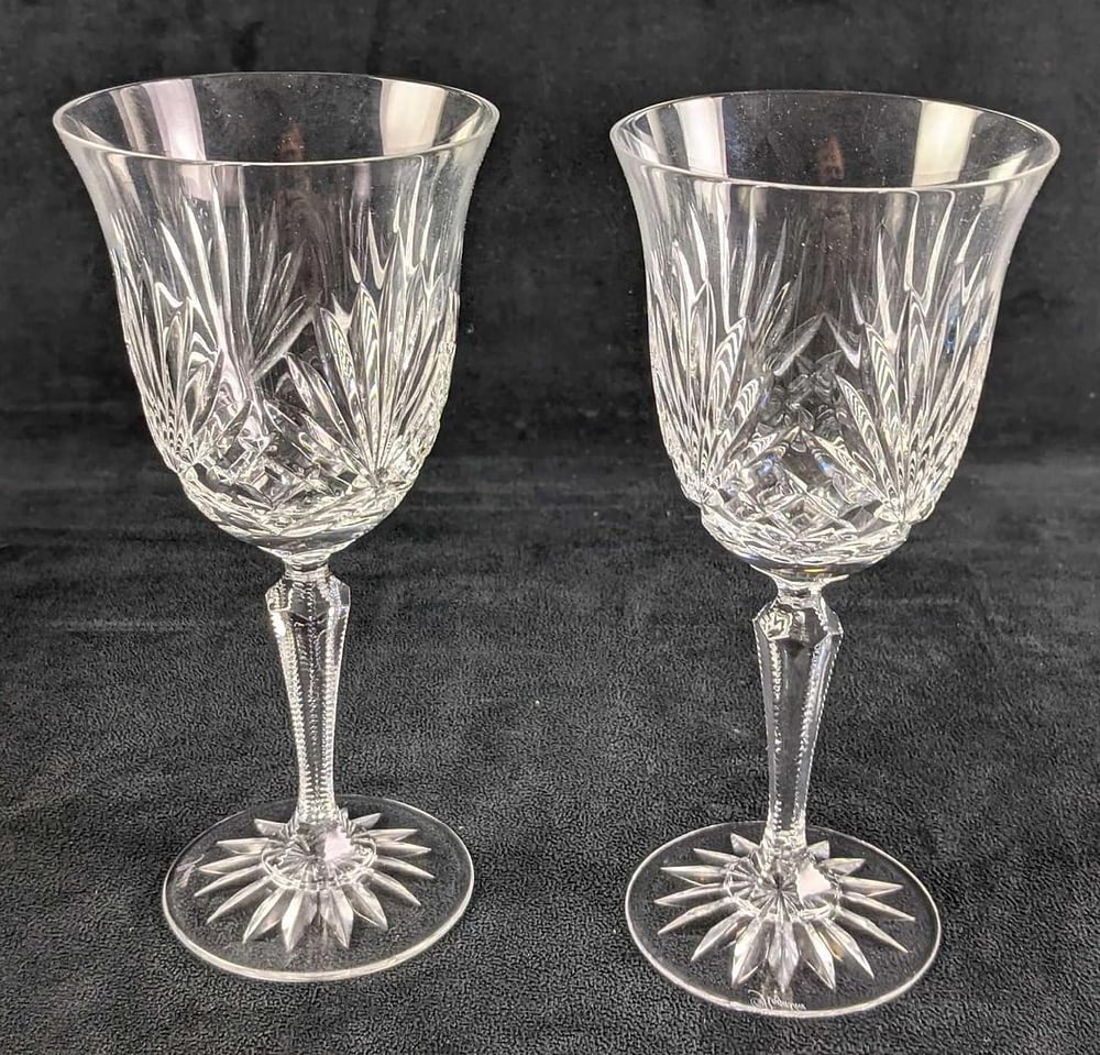 Lot 453: Two  Rogaska Crystal Richmond Cut Water Goblets