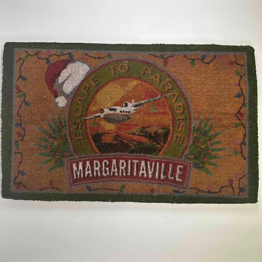 Lot 488: Margaritaville Escape To Paradise Christmas Logo Outdoor Doormat Coco Mat