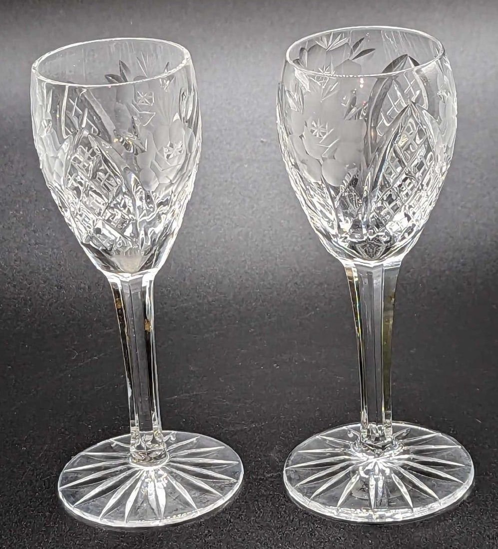 Lot 176: 2 Retired Glass American Cut Vega Cordial Glasses B