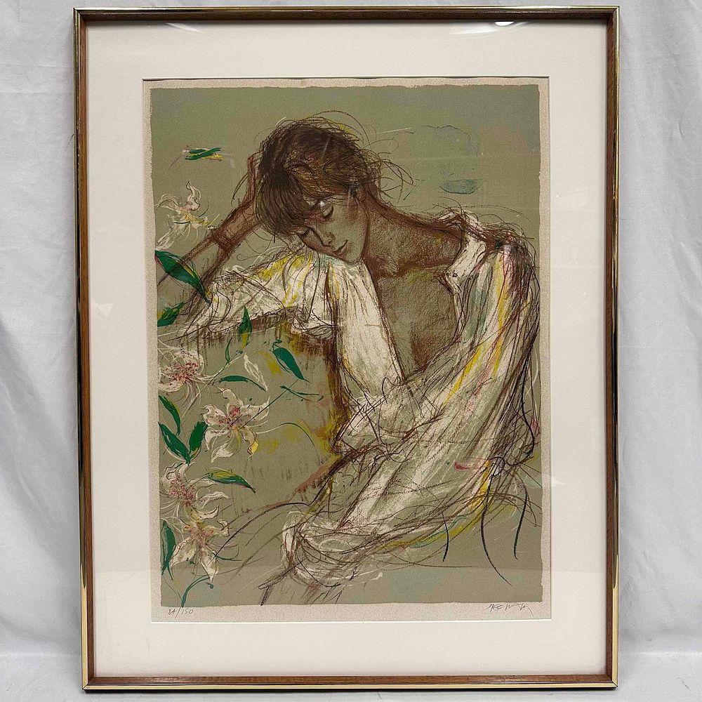 Lot 199: Jacques James Pecnard Claudine Framed Lithograph Signed and Numbered in Pencil