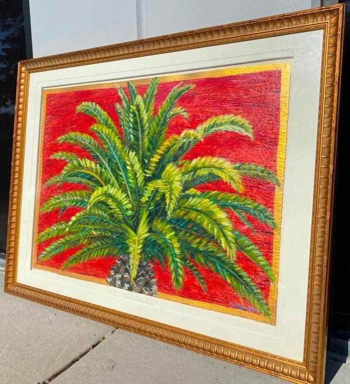 Lot 278: Maria Reyes Jones Acrylic on Paper Palm Tree