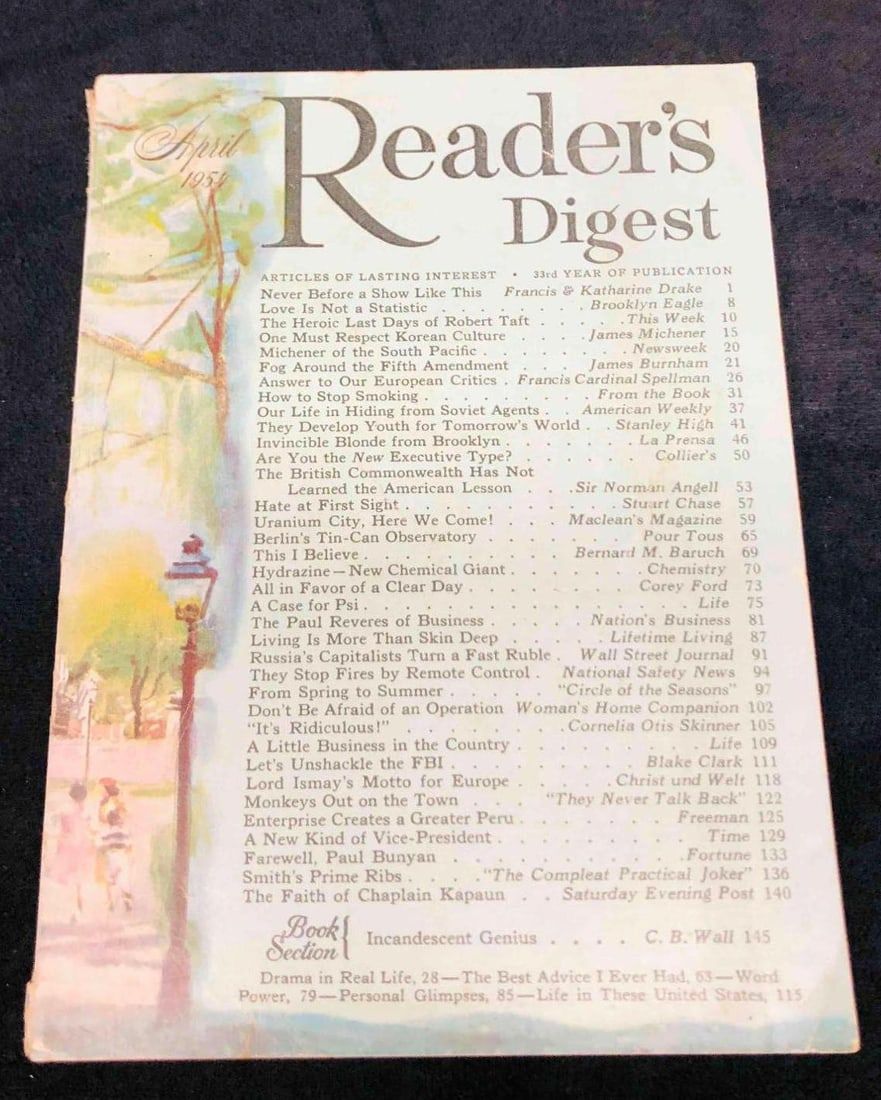 Lot 283: The Vintage Copy Of Reader's Digest April 1954 Vol.64 No.384