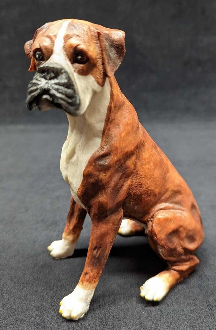 Lot 296: Hand Painted Resin Boxer Ears Down Figurine