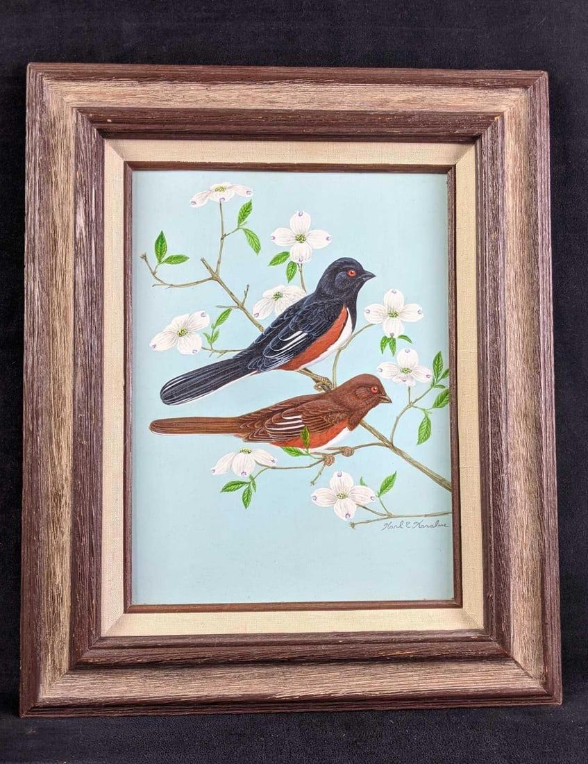Lot 331: Two Eastern Towhee by Karl Karauls