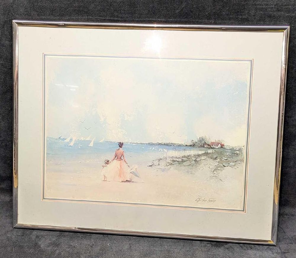 Lot 335: Framed Charlene Cawley Lady & Child Print