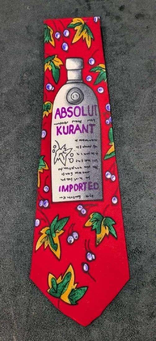 Lot 340: Absolut Vodka Rare Marc Lee Hauser Red Silk Tie