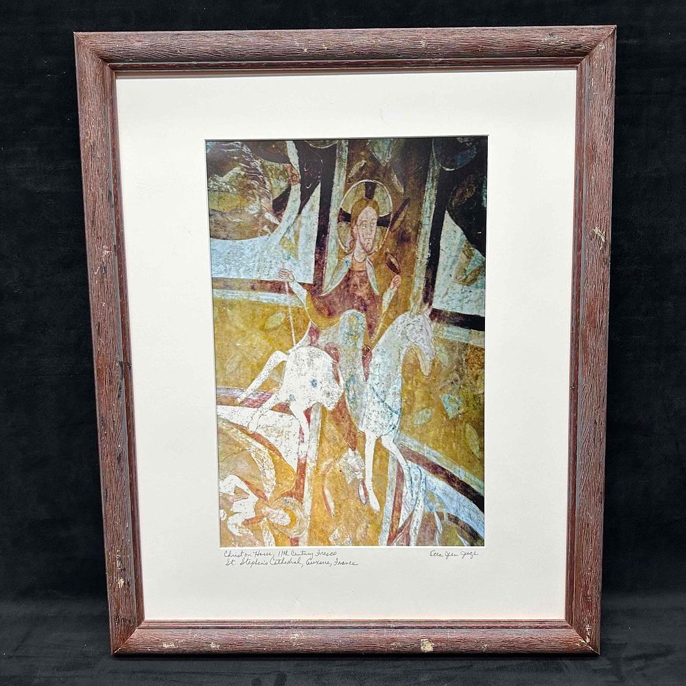 Lot 382: Framed Etta Jean Juge Christ On Horse Photo