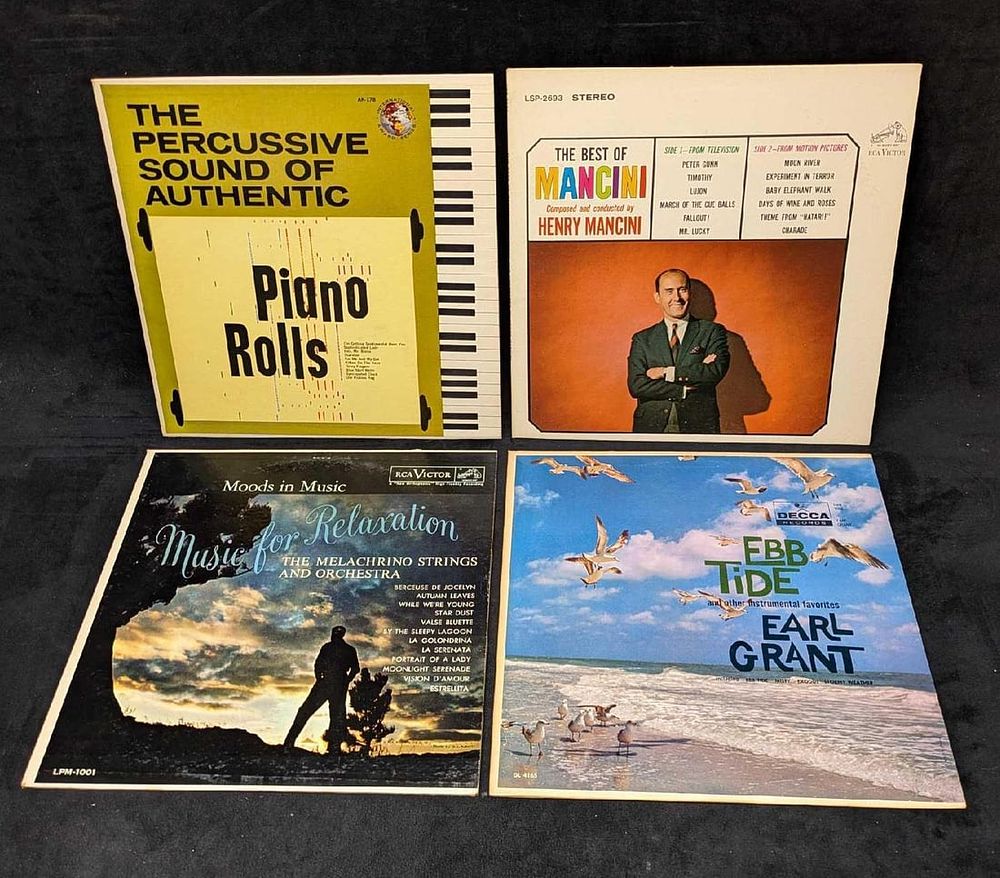 Lot 152: 4 Earl Grant Piano Rolls Mancini  Melachrino Strings  LPs
