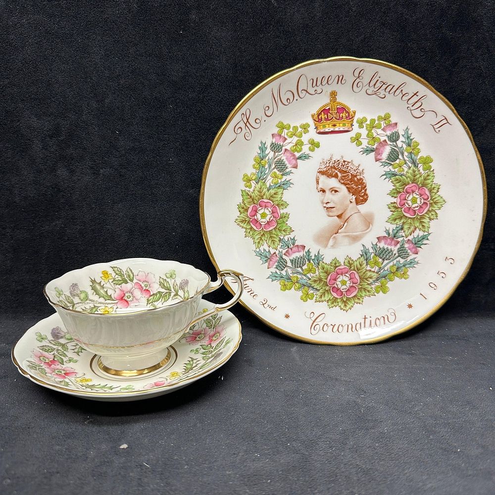 Lot 168: Queen Elizabeth II Coronation Commemorative Plate with Paragon Teacup and Saucer
