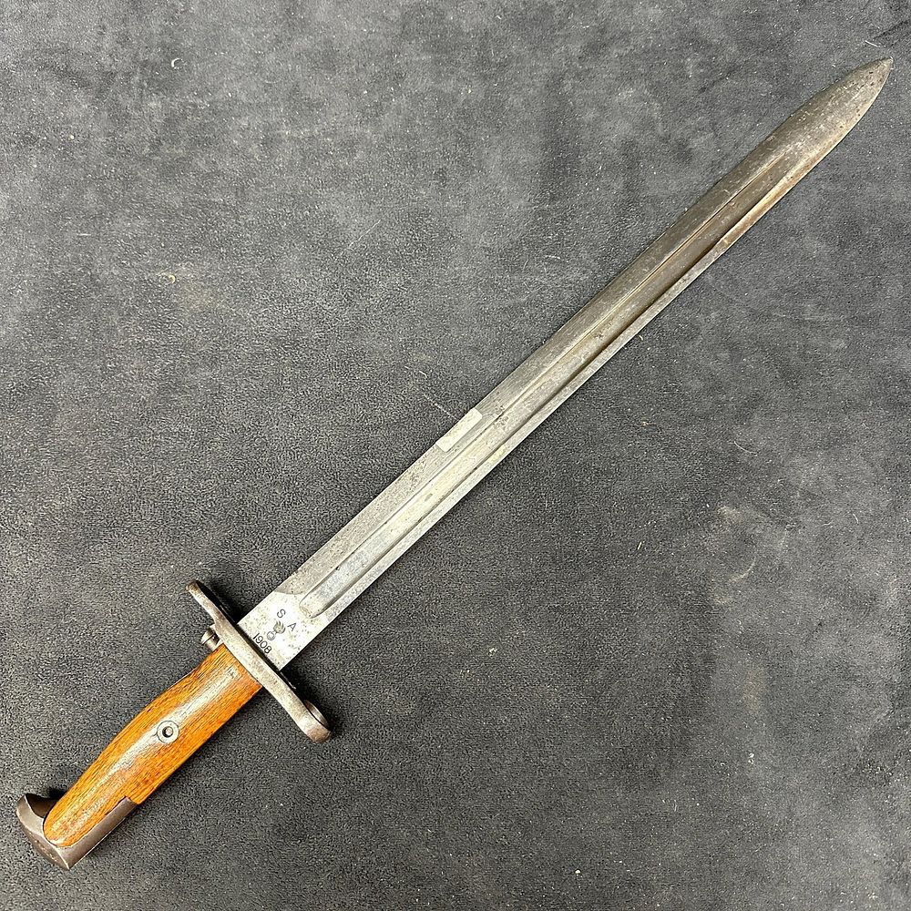 Lot 174: US M1905 Model Garand Bayonet Dated 1908 Wood Grip Military SA Marked