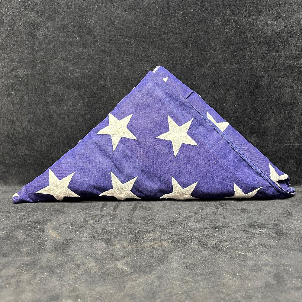 Lot 175: Folded US American Flag Display Memorial Embroidered Stars