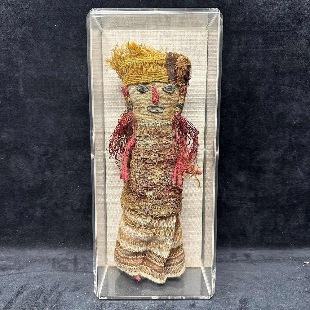 Lot 193: Ecuadorian Handcrafted Child Burial Doll Plexiglass Display Case