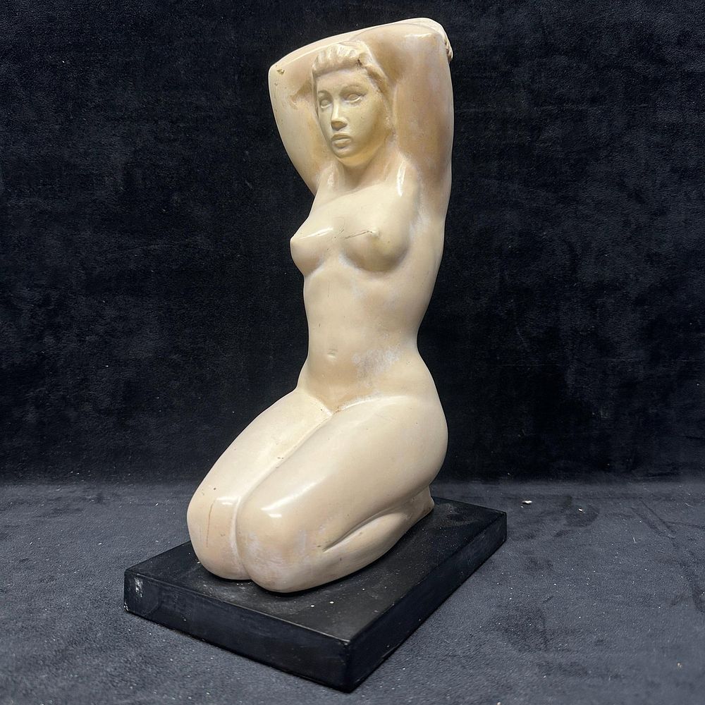 Lot 196: Bruno Mankowski Kneeling Nude Female Sculpture Woman Figure