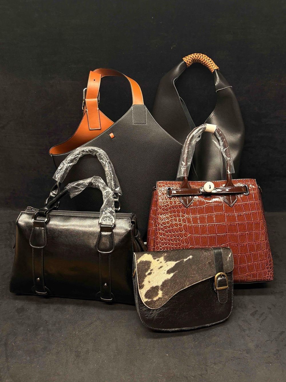 Lot 207: Black and Brown Womens Leather Fashion Bags Collection B