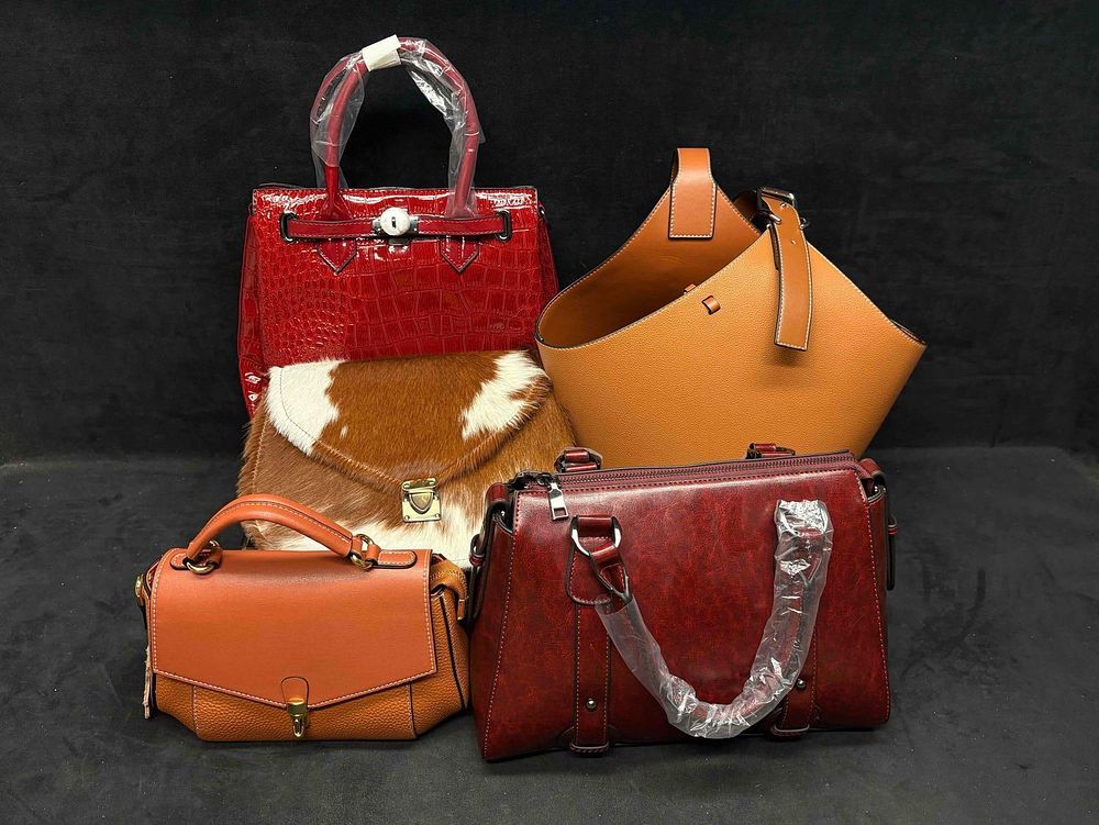 Lot 211: Red and Brown Womens Leather Fashion Bags Collection B