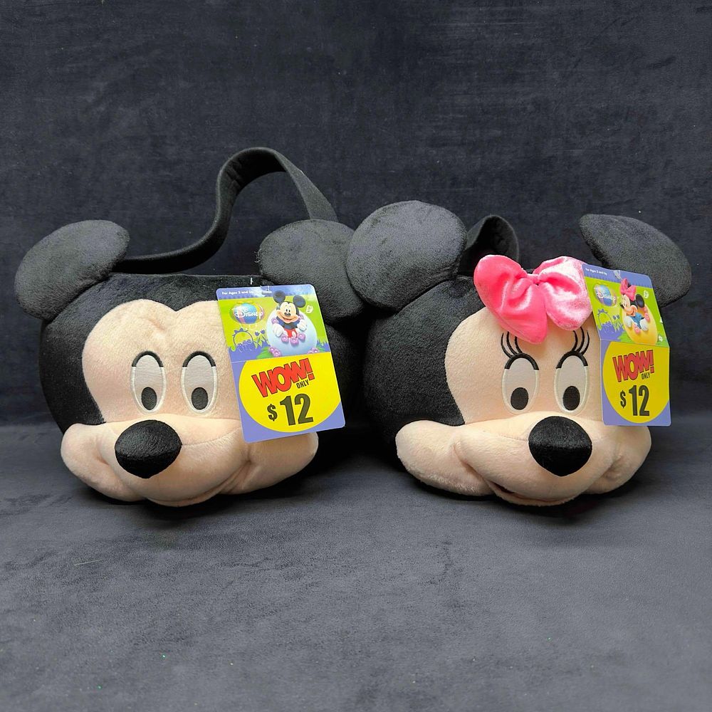 Lot 302: Disney Kcare Mickey and Minnie Mouse Head Face Large Easter Basket Set