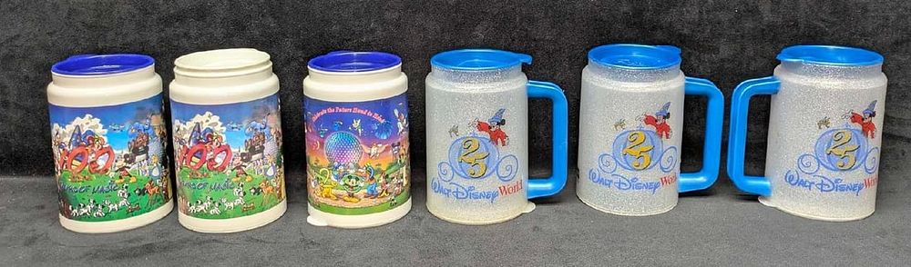 Lot 327: 6 Disney World 25th Anniversary Disney's 100th Birthday 2000 Travel Mugs