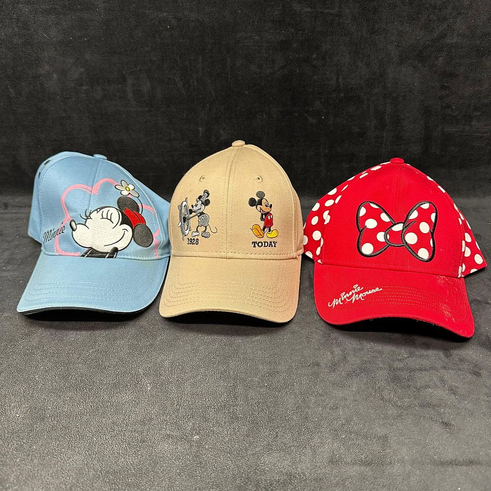 Lot 330: Disney Character Baseball Caps Minnie and Mickey Mouse Lot of Three