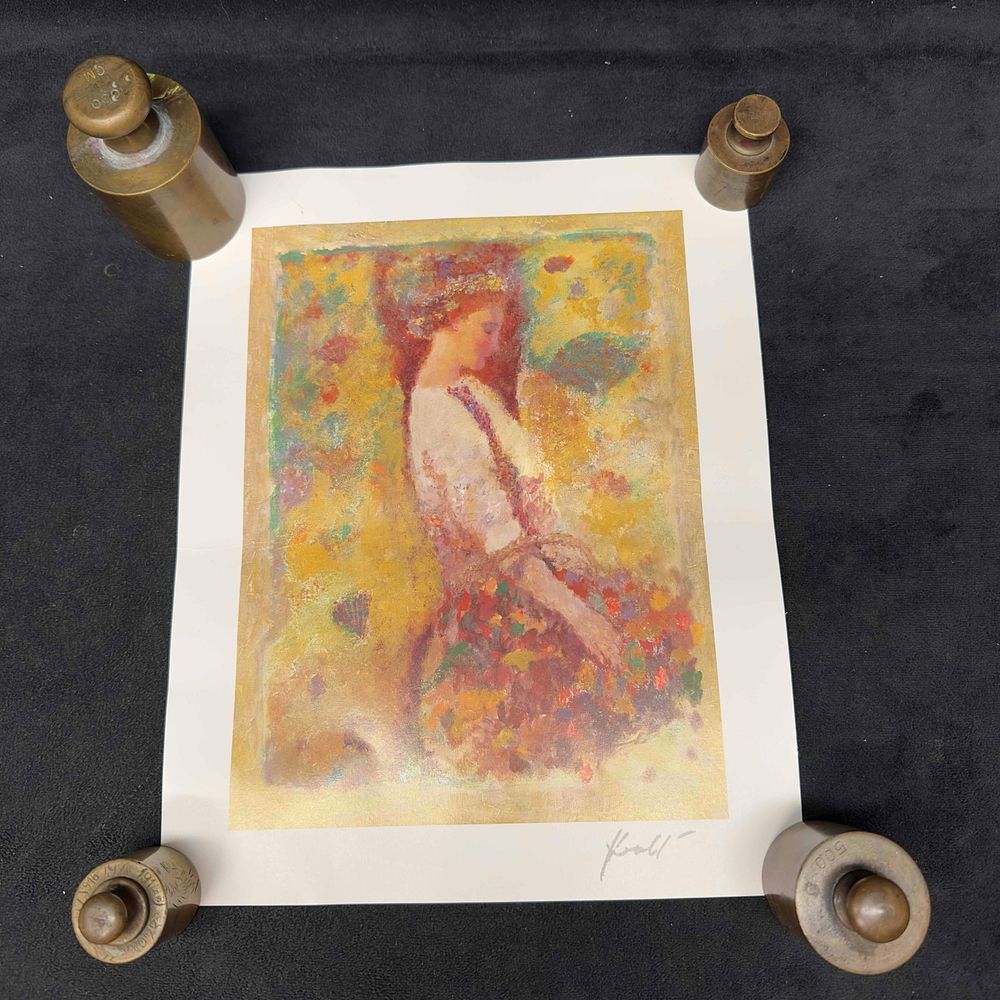 Lot 360: Hua Chen Gathering Blossoms Seriolithograph Print Signed