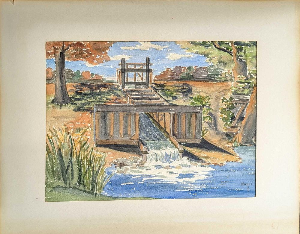 Lot 367: Vintage Mabel Burr Watercolor On Paper