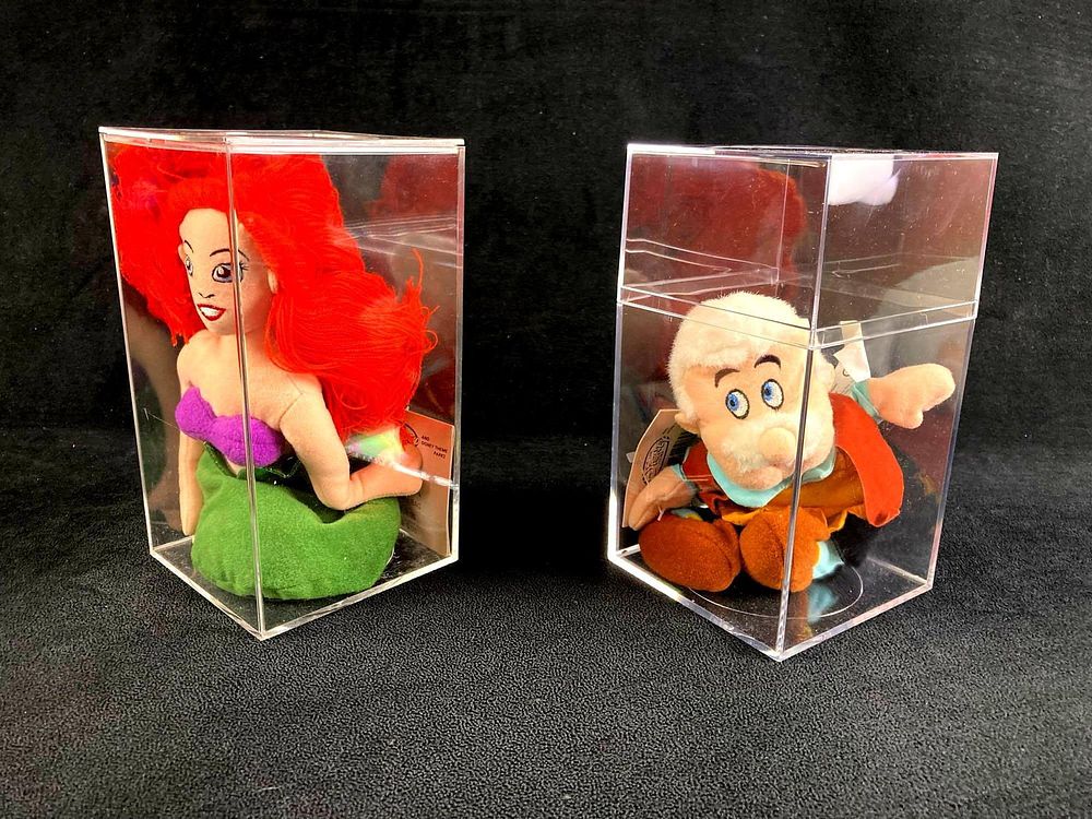 Lot 383: Set of (2) Disney Plush Bean Bag Dolls Ariel and Gepetto