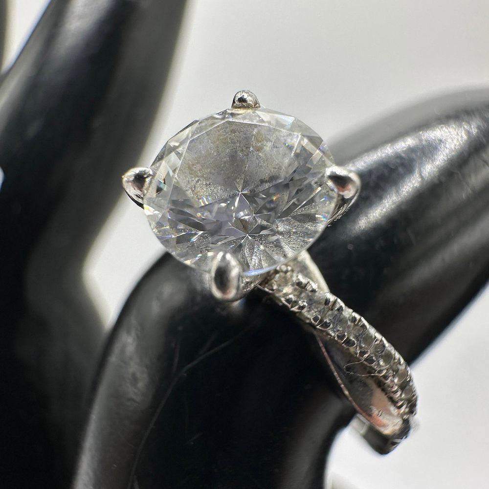 Lot 405: 925 Sterling CZ Round Studded Engagement Ring