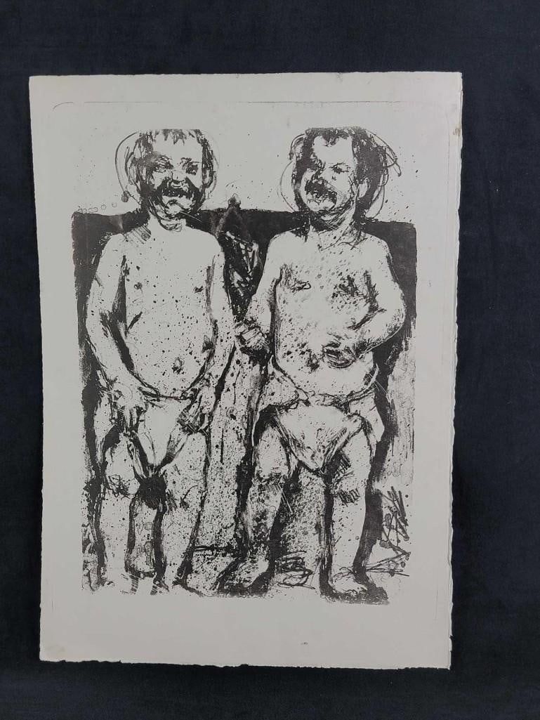 Lot 180: Unsigned Print of Two Men In Diapers