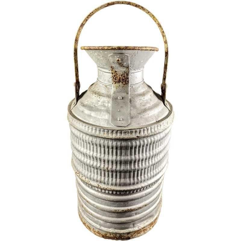 Lot 185: Rustic Vintage Galvanized Metal Milk Can