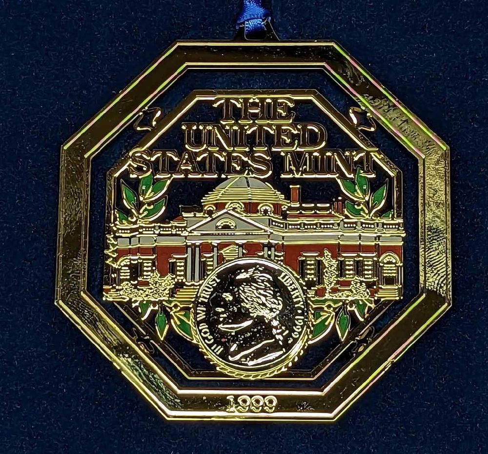 Lot 193: 1999 US Mint Holiday Ornament Jefferson Nickle
