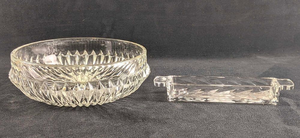 Lot 209: Glass Bowl and Butter Holder
