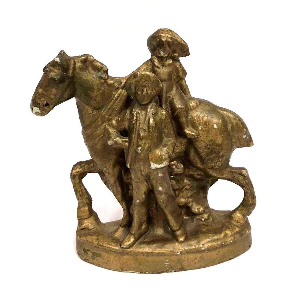 Lot 231: Porcelain Horse Figurine With Man & Child