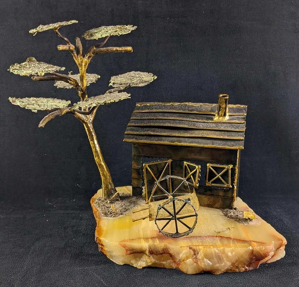 Lot 240: Farm House Tree Sculpture on Agate