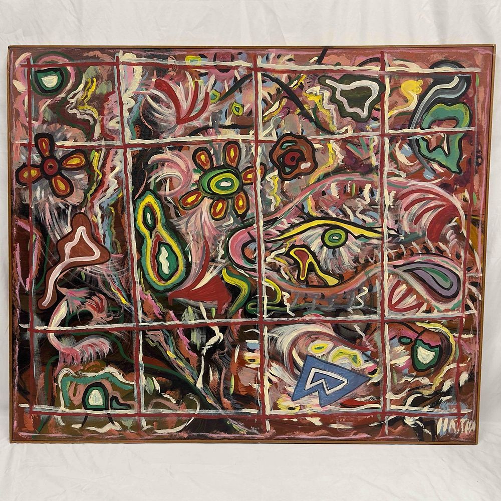 Lot 298: Abstract Original Oil On Canvas Art by Hatton Seminole Junior College