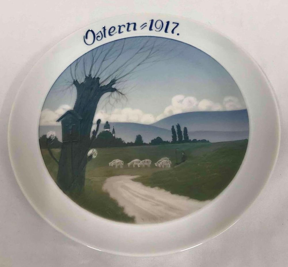 Lot 325: Rosenthal Art Nouveau Wall Plate Easter 1917 By Julius V. Guldbrandsen