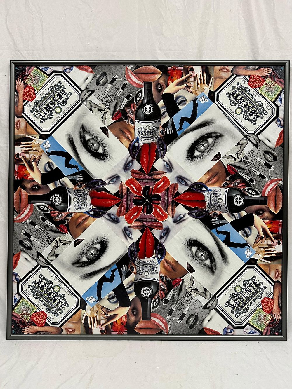 Lot 381: Contemporary Dada Inspired Mixed Media Collage Absente Artwork Decor