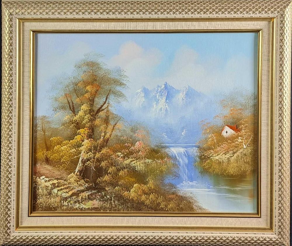 Lot 451: JB Framed Oil On Canvas Mountain Scene